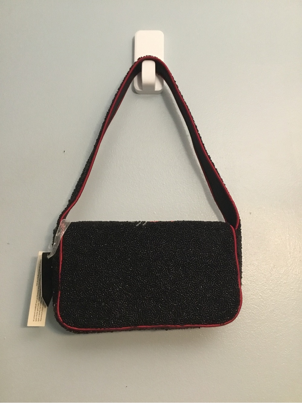 Beaded Black Shoulder Bag with Red Dragon Embroidery NO BRAND - Picture 11 of 15